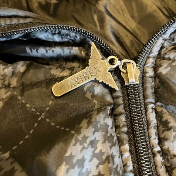 Avirex Men's Puffer Coat- Argyle torso with layered look sleeves/ Hood Black 4XL - Picture 8 of 15